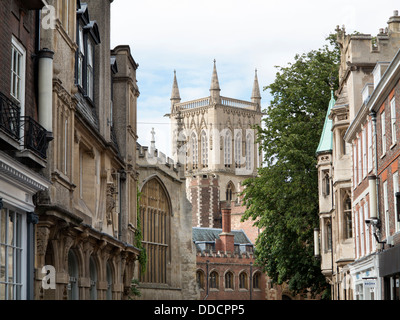 St John's College ed edifici storici in Trinity Street, Cambridge, Inghilterra. Foto Stock