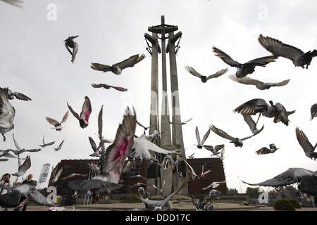 Gdansk, Polonia 31st, Agosto 2013 Solidarietà Square, caduti i lavoratori del cantiere un monumento in Gdansk. 800 carrier-piccioni flyies da Danzica a Varsavia per onore di Danzica accordi di agosto anniversario. Credito: Michal Fludra/Alamy Live News Foto Stock