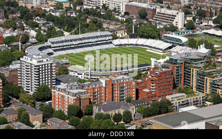 Vista aerea del Lords Cricket Ground, casa del MCC, St Johns Wood, Londra Foto Stock