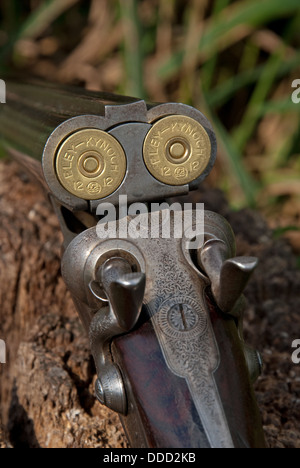 Vintage fianco a fianco 12 foro da fucile d legame di Diss, Norfolk Foto Stock