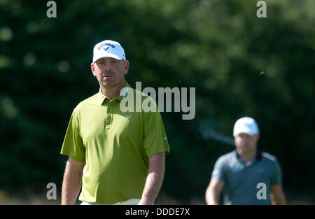 Newport - South Wales - UK - 31 Agosto 2013 : Thomas Bjorn (DEN) in azione durante il terzo round dell'ISP Handa Galles aperto sui venti dieci corso presso il Celtic Manor Resort di Newport South Wales. Credito: Phil Rees/Alamy Live News Foto Stock