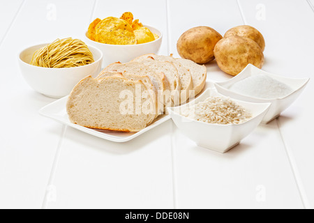 Indice Glicemico alto gi alimenti - alcuni dei cibi che sono di elevata nell'indice glicemico. Foto Stock