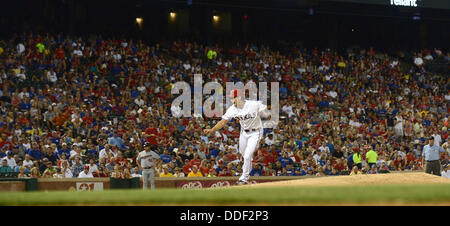 Yu Darvish (rangers), 30 agosto 2013 - MLB : Yu Darvish del Texas Rangers piazzole durante il Major League Baseball gioco contro il Minnesota Twins a Rangers Ballpark in Arlington in Arlington, Texas, Stati Uniti. (Foto di AFLO) Foto Stock