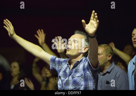 La vittoria di chiesa nella periferia di Cwmbran che ospita un revival pentecostale nel Galles del Sud, Regno Unito Foto Stock