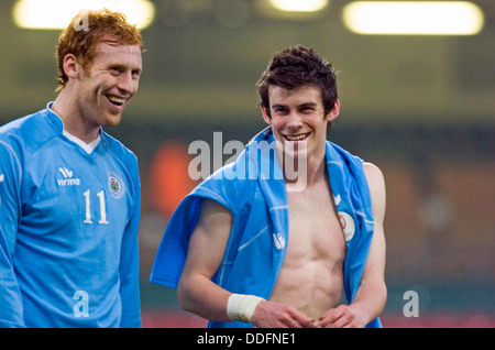 Gareth Bale del Galles e del Real Madrid player nella foto camminate fuori campo per il Galles in maggio. 2007. Solo uso editoriale. Foto Stock