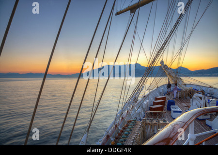 Royal Clipper Ship nel mare, Italia Foto Stock