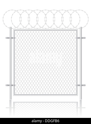 Recinzione fatta ​​of wire mesh illustrazione isolati su sfondo bianco Foto Stock