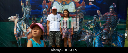 Mongolia, provincia Arkhangai, Naadam festival, fotografo locale Foto Stock