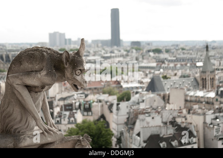 Uno di Notre Dame è ben noto gargoyle statue Foto Stock