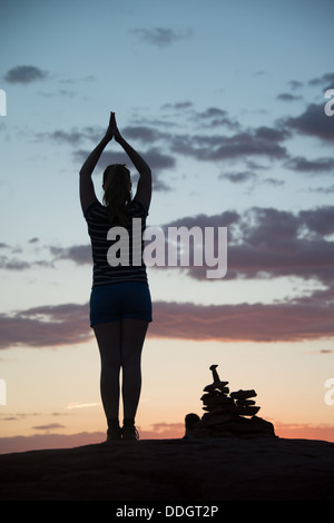 Sedona Cairn Rock palificazioni Aeroporto Vortex Sedona in Arizona Foto Stock