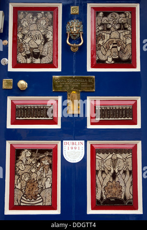 Città europea della cultura, Dublino 1991 - decorativo porta georgiana, Dublino Irlanda Foto Stock