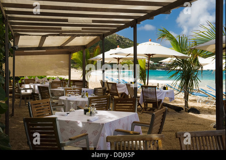 Il Beach bar in hotel dei Caraibi Flamands bay Saint Barths Foto Stock