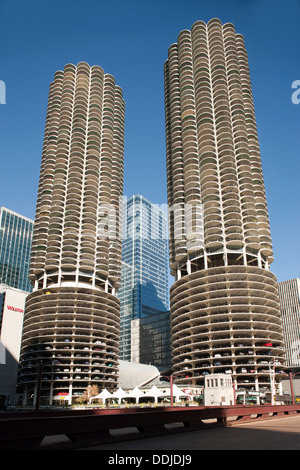 Città MARINA TOWERS (©BERTRAND GOLDBERG 1964) Il loop downtown Chicago ILLINOIS USA Foto Stock