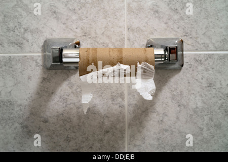 Toilette vuota il supporto del rotolo di carta Foto Stock