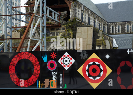 Cattedrale Chiesa di Cristo, gravemente danneggiata nel terremoto nel febbraio 2011, Piazza del Duomo, Christchurch, Nuova Zelanda Foto Stock