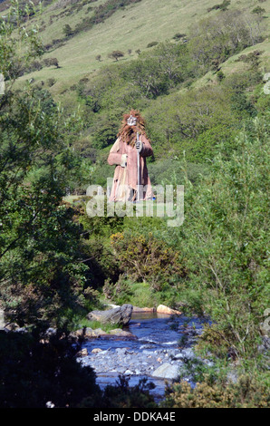 Statua lignea di manannan isola di Man Foto Stock