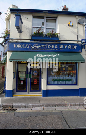 Esterno del Hanbury premiato di pesce e chip shop in Babbacombe vicino a Torquay, Devon, Regno Unito Foto Stock