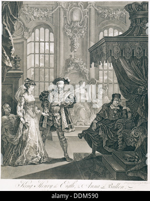 "Re Enrico l'ottava & Anna Bullen', del XVIII secolo. Artista: William Hogarth Foto Stock