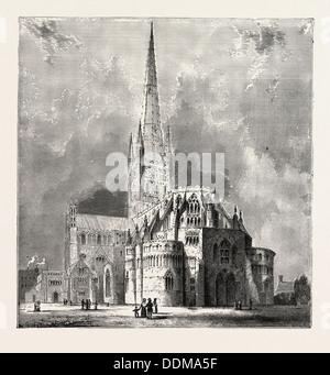 NORWICH CATHEDRAL, è una cattedrale inglese si trova a Norwich, Norfolk, dedicata al santo e indivisa Trinità Foto Stock