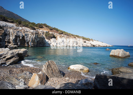 Gialia beach, vicino alla roccia Icaris, Ikaria, Grecia Foto Stock