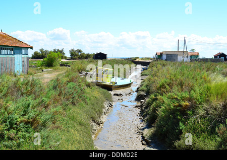 Fort Royer, Boyardville, sito ostriecole, ostricoltura Harbour, sull'isola di Oleron,Charente Maritime, Francia Foto Stock