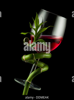 Bicchiere di vino nell'impianto Foto Stock