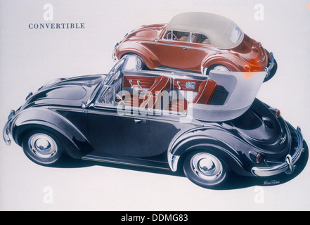 Poster pubblicitari di una Volkswagen Cabrio, 1959. Artista: sconosciuto Foto Stock