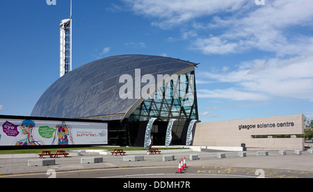 Ingresso al Glasgow Science Center at Prince's Dock sul fiume Clyde a Glasgow Scozia Scotland Foto Stock