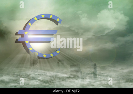Simbolo dell'euro nella città Foto Stock