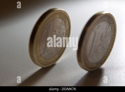 Euro soldi usati nella zona euro. Foto Stock