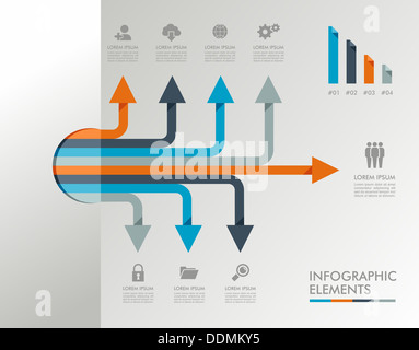 Infografico modello di progettazione con gli elementi grafici insieme illustrazione. File vettoriale in strati per operazioni di editing semplici. Foto Stock