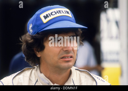 Nelson Piquet nel Gran Premio di Gran Bretagna, Silverstone, Northamptonshire, 1983. Artista: sconosciuto Foto Stock