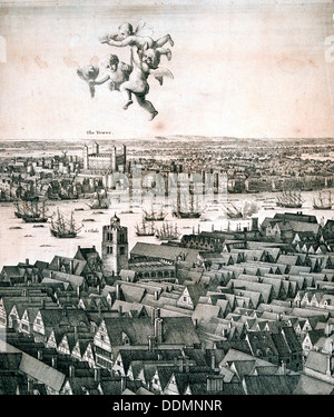 Vista panoramica di Londra, c1670. Artista: Wenceslaus Hollar Foto Stock