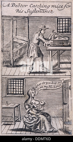 Prigione di flotta, Londra, 1691. Artista: Anon Foto Stock