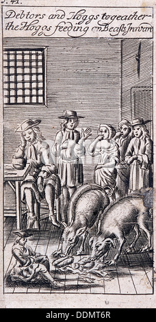 Prigione di flotta, Londra, 1691. Artista: Anon Foto Stock