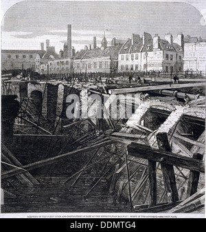 Incidente di Farringdon Street, Londra, 1862. Artista: Anon Foto Stock