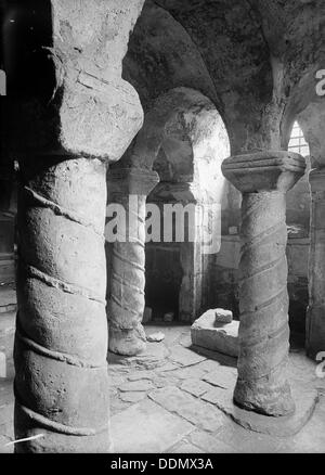 La cripta di Santa Wystan è la chiesa, Repton, Derbyshire. Artista: sconosciuto Foto Stock