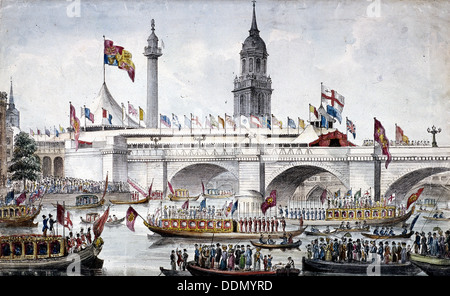 London Bridge (nuovo), Londra, 1831. Artista: Anon Foto Stock