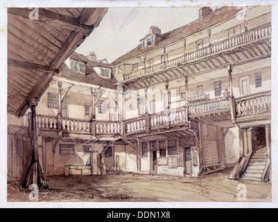 Il cortile della Oxford Arms Inn, Warwick Lane, Londra, 1851. Artista: sconosciuto Foto Stock