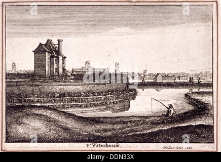 Vista della zona intorno al fiume nuova testa, Finsbury, Londra, 1665. Artista: Wenceslaus Hollar Foto Stock