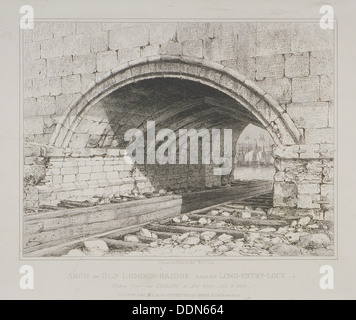 London Bridge (vecchio), 1832. Artista: Edward William Cooke Foto Stock