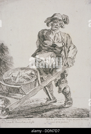 Le frattaglie venditore, grida di Londra, 1760. Artista: Paul Sandby Foto Stock