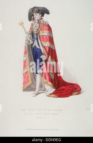 Sindaco di Londra, Giovanni Tommaso Thorp, collata per un royal incoronazione, 1821. Artista: Henry Meyer Foto Stock