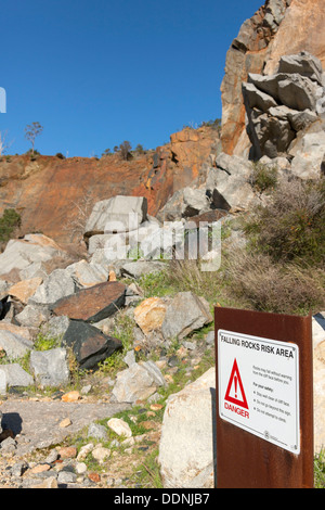 La caduta di roccia segno di avvertimento, Australia occidentale Foto Stock