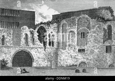 Rovine del transetto sud, Chiesa di San Bartolomeo-la-Grande, Smithfield, città di Londra, 1800. Artista: Anon Foto Stock