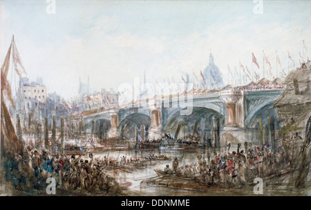 Apertura di Blackfriars Bridge, Londra, 1869. Artista: George Chambers Foto Stock