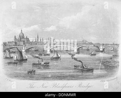 Blackfriars Bridge, Londra, 1869. Artista: Anon Foto Stock