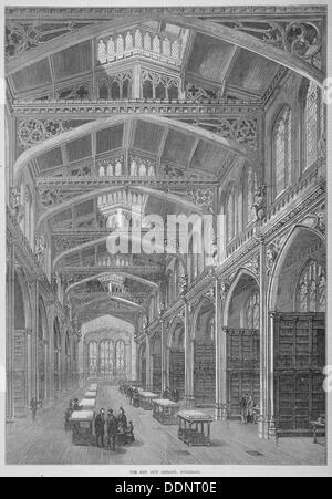 Vista interna del Guildhall Library, città di Londra, 1872. Artista: Anon Foto Stock