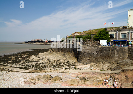 Il Molo Vecchio Birnbeck Isola, Weston-Super-Mare, Somerset, Inghilterra. Foto Stock