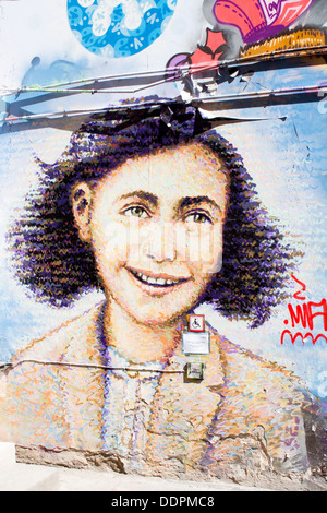 La casa di Anna Frank parete murale arte pittura illustrazione al di fuori fiera Berlino Germania